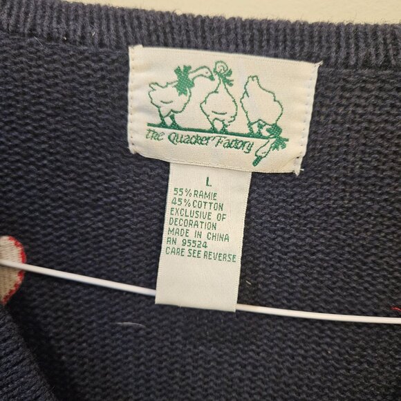 The Quacker Factory Patriotic Womens Sweater American Flags & Hearts size Large - Picture 2 of 5